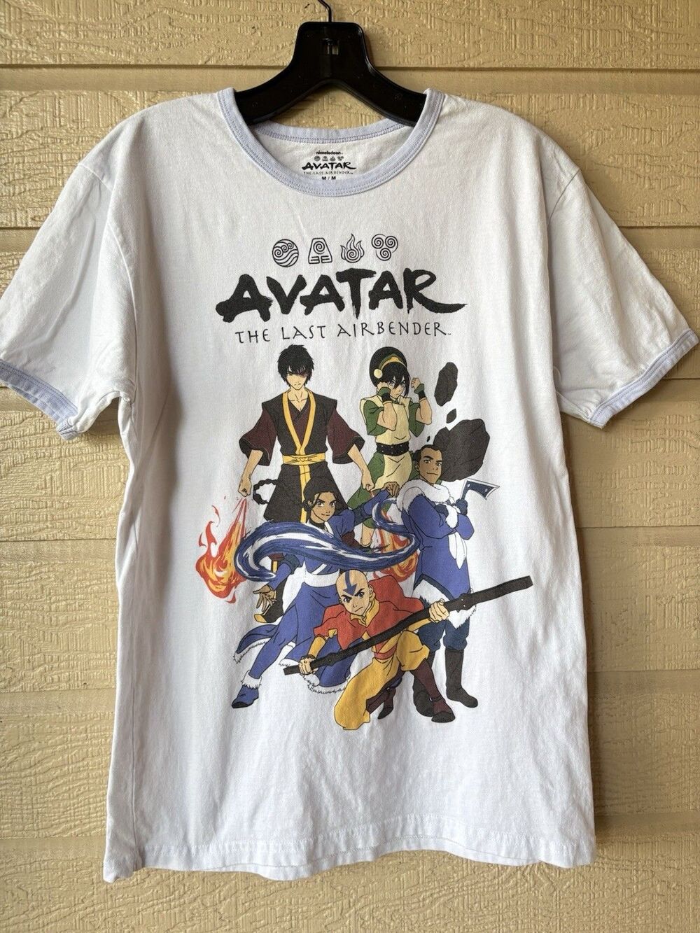 Avatar The Last Airbender White 100% Cotton Graphic T Shirt mens size Medium